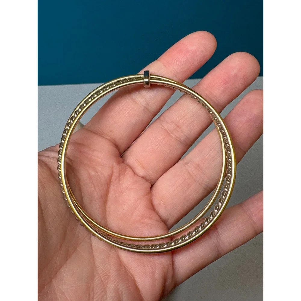 Gold Red Silver Bangle Bracelet Set Mixed Metal Enamel Glitter Stacking 10pc